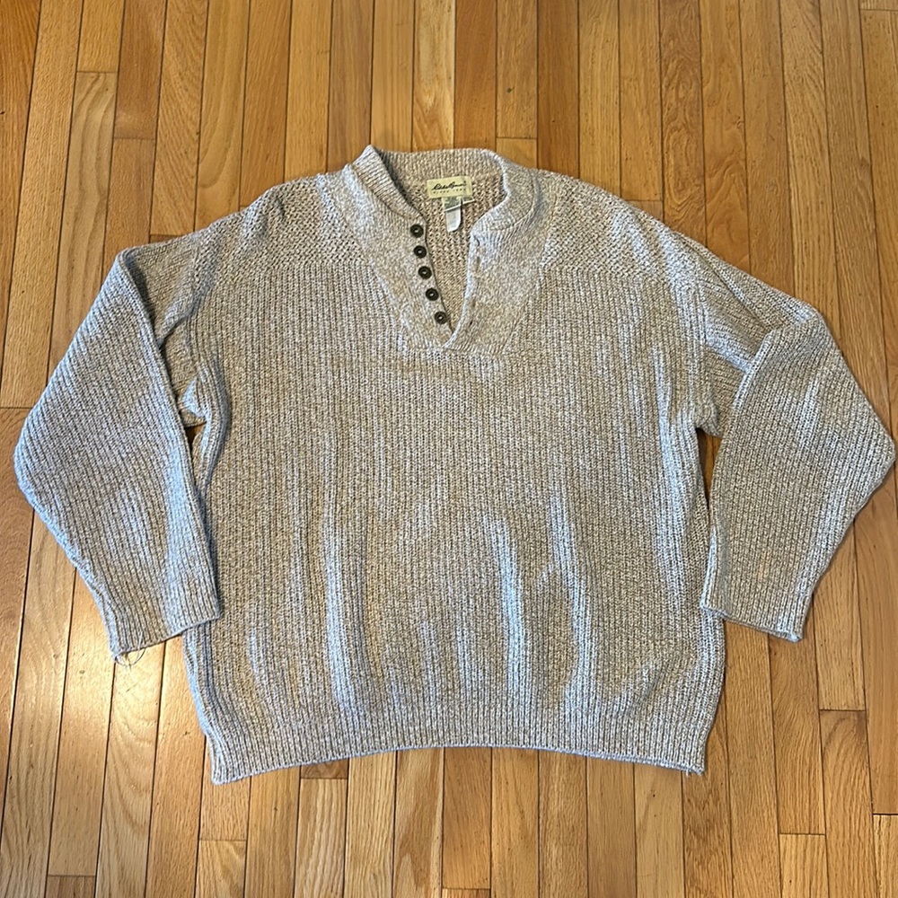 VINTAGE Eddie Bauer Cotton Fisherman Sweater - Sz XL